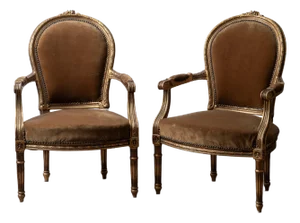 A Pair of Louis XVI-Style Giltwood Fauteuils