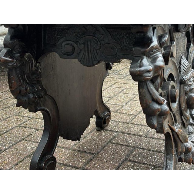 Wood Victorian Italian Carved Walnut Low Lamp Table For Sale - Image 7 of 14