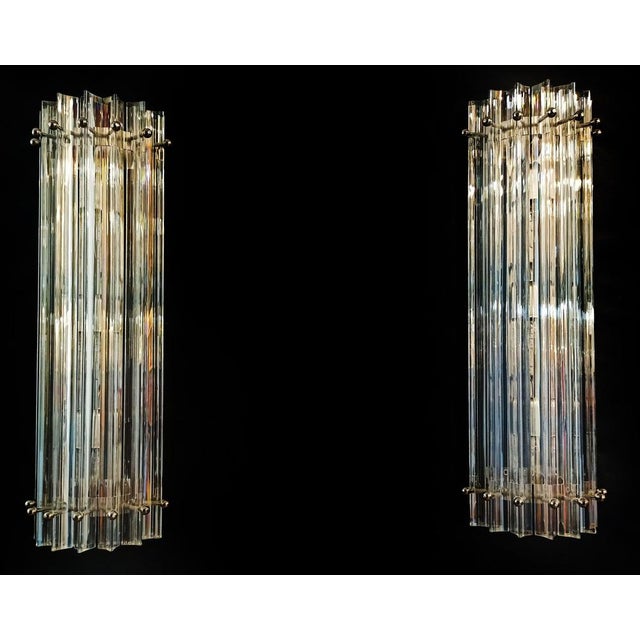 Vintage Murano Wall Sconce Iridescent Triedri Glass, Murano, 1890s, Set of 2 For Sale - Image 9 of 16