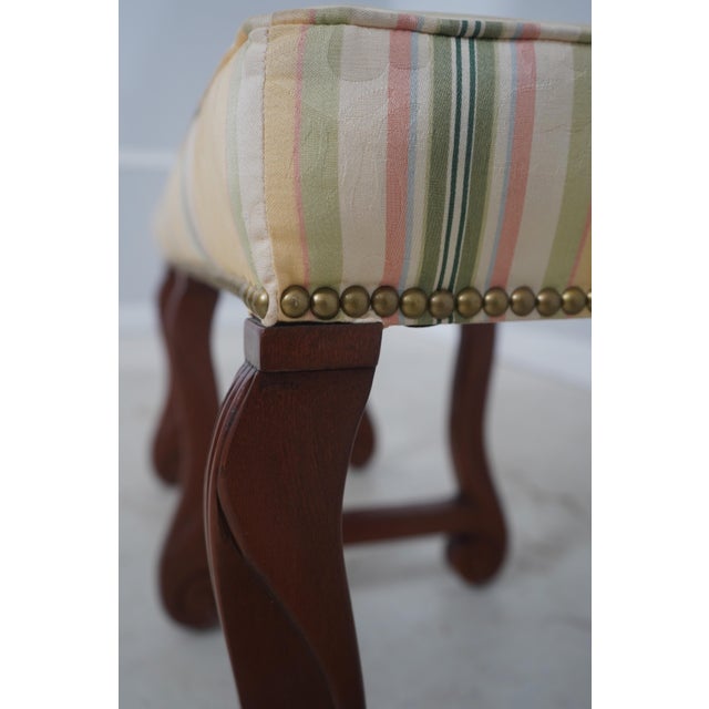 English Regency Six-Leg Mahogany Upholstered Window Bench For Sale - Image 11 of 12