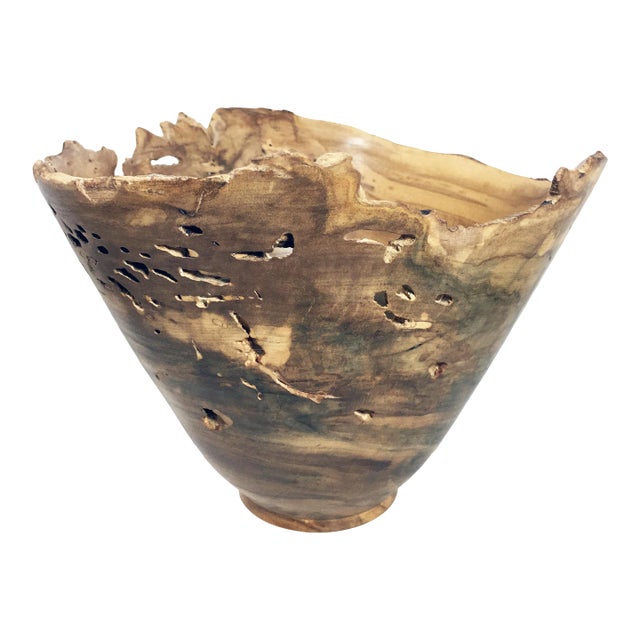 Persimmon Burl Wood Turned Art Bowl by Brian Sykes For Sale