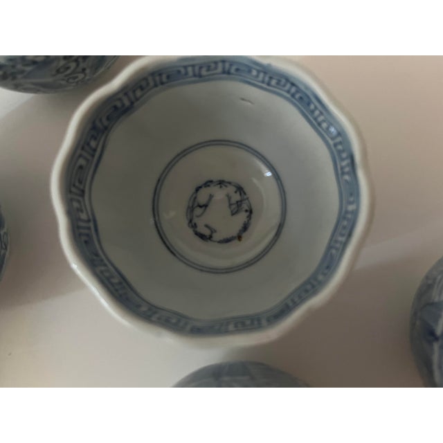 Antique Japanese Blue and White Teacups - Set/Collection of 12 - For Sale - Image 6 of 18