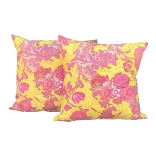 1970's Pop Art Classic Floral Pillows - a Pair For Sale