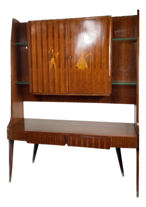 Vintage Inlaid Bar Cabinet by Vittorio Dassi, 1950s