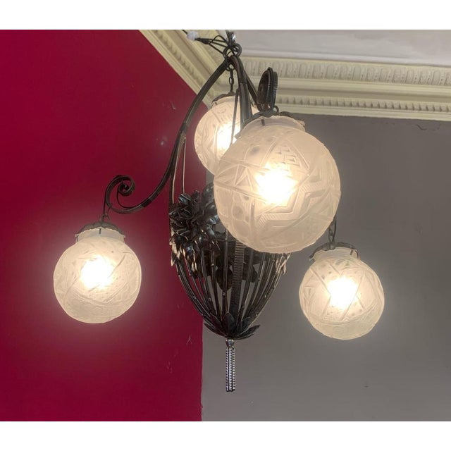 Art Deco Geometric Balls Chandelier by Muller Frères for Muller Frères, 1930s For Sale - Image 13 of 18