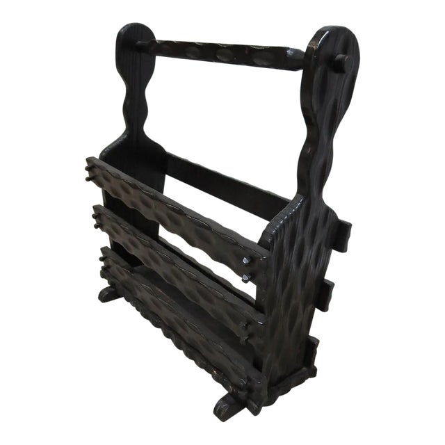 Witco Mid-Century Carved Magazine Rack Holder For Sale