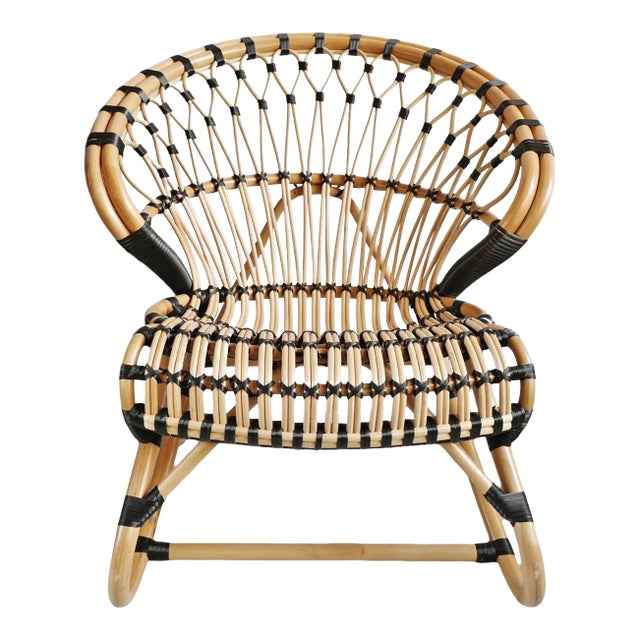 Bamboo With Black Tie Side Chair For Sale