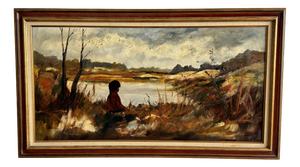 Poul Anders, Autumn River Landscape, 1960s, Oil on Canvas, Framed