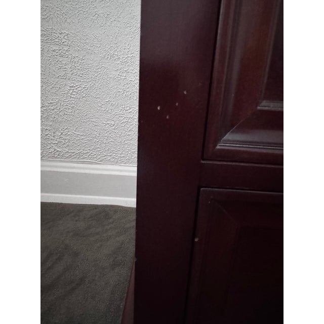 Brown Vintage Ethan Allen Medallion Cherry Wood Tall Chest of Drawers For Sale - Image 8 of 18