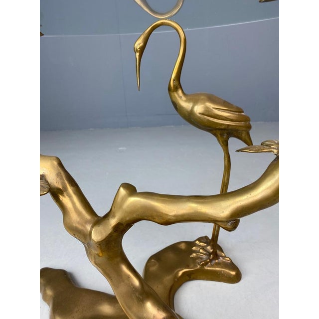 Brass Bonsai Tree & Cane Bird Side Table by Willy Daro, Belgium, 1970s For Sale - Image 8 of 16