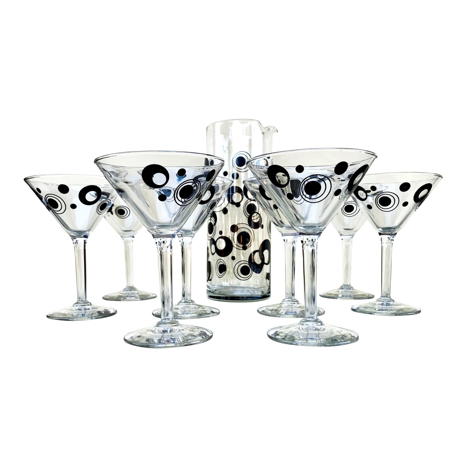 Vintage Martini Glasses With Pitcher Set of 9 Chairish