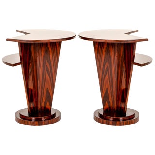 Art Deco Indian Rosewood Side Tables or Nightstands, Set of 2 For Sale