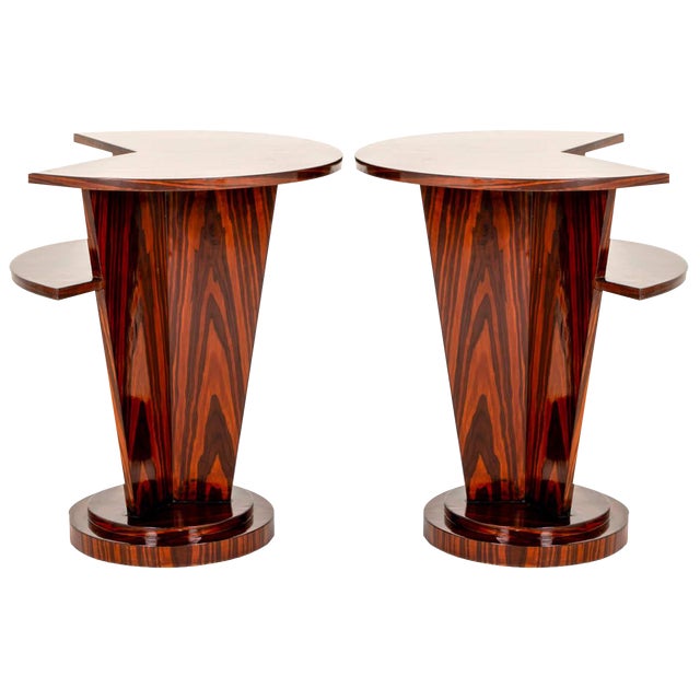 Art Deco Indian Rosewood Side Tables or Nightstands, Set of 2 For Sale