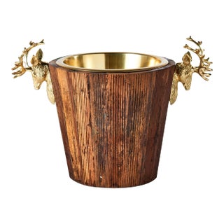 Wine Cooler with Brass Stags Head For Sale