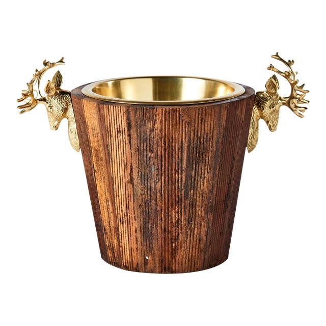 Wine Cooler with Brass Stags Head For Sale