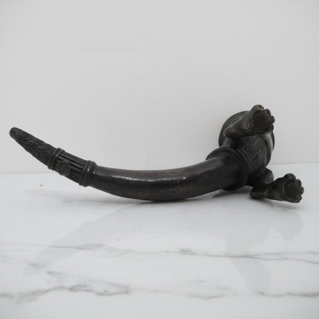 Decorative Bronze Lion Foot Drinking Horn Rhyton Vase Cornucopia Vessel Pair For Sale - Image 13 of 14