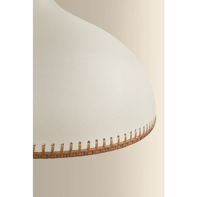 Hudson Valley Lighting Hudson Valley Lighting Southfields 21 in. 1 Light Pendant in Aged Brass and Ceramic Cream Pebble Finish For Sale - Image 4 of 8