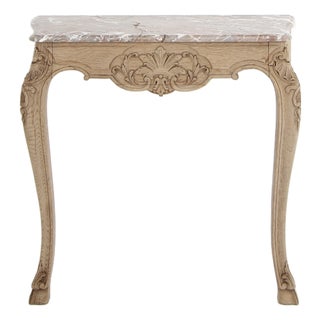 Small Louis XV Oak and Marble Top Console Table, 1920s For Sale