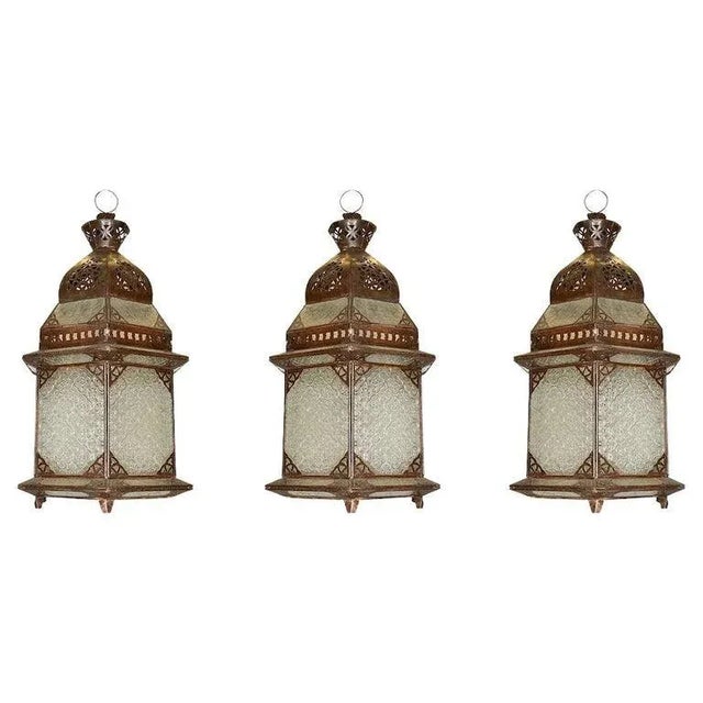 1920s Oriental Style Metal Lanterns - Set of 3 For Sale - Image 13 of 13