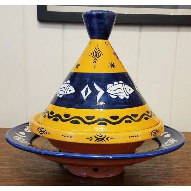 3pc. Large Decorative Moroccan Tagine Pot For Sale - Image 10 of 10