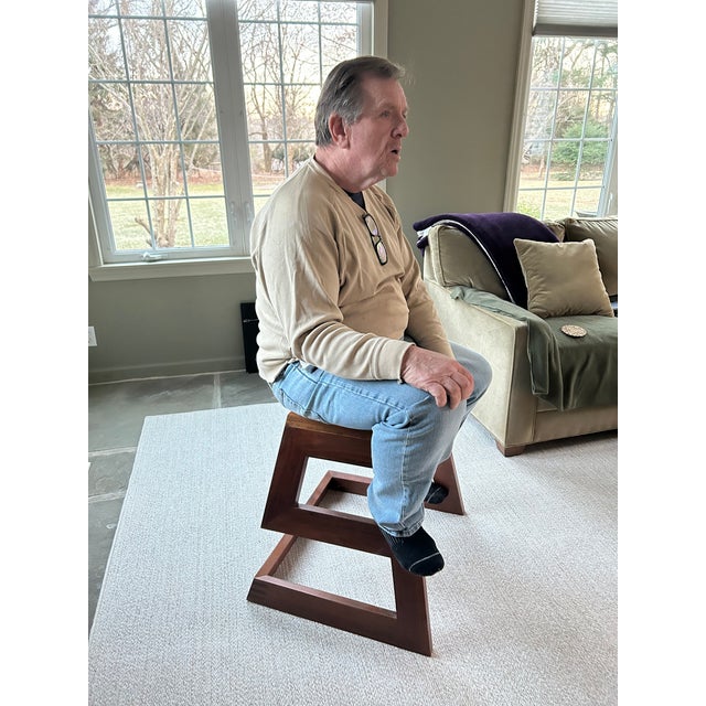 One of a Kind Artisan Made Black Walnut Organic Modern Bench Stool For Sale - Image 15 of 16