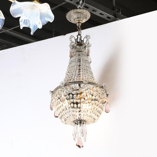 Hollywood Regency Hollywood Regency Crystal Beaded Chandelier W/ Gilt Bronze Fittings by Baccarat For Sale - Image 3 of 18