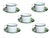 A striking set of five matching cup-and-saucer pairs in Bill Goldsmith’s New Florida Green pattern for Porcelaine du Site...