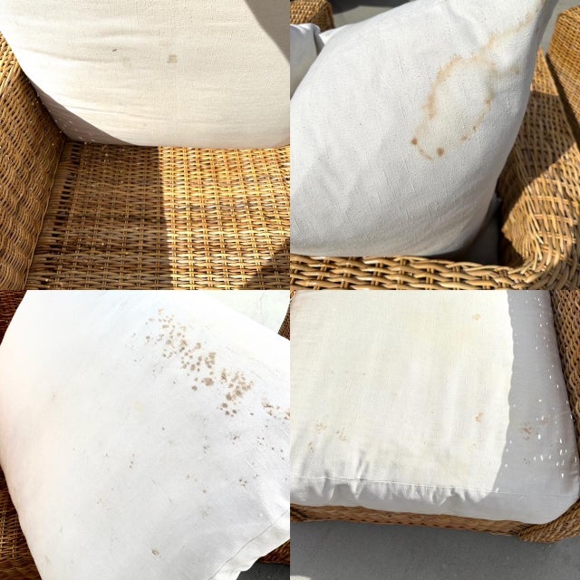 Pair of Michael Taylor Style Oversized Woven Rattan Lounge/Cube Chairs For Sale - Image 10 of 12