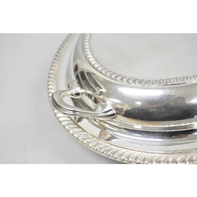 Antique English Regency Silver Plated Large Covered Serving Dish 'M" Monogram For Sale - Image 9 of 17