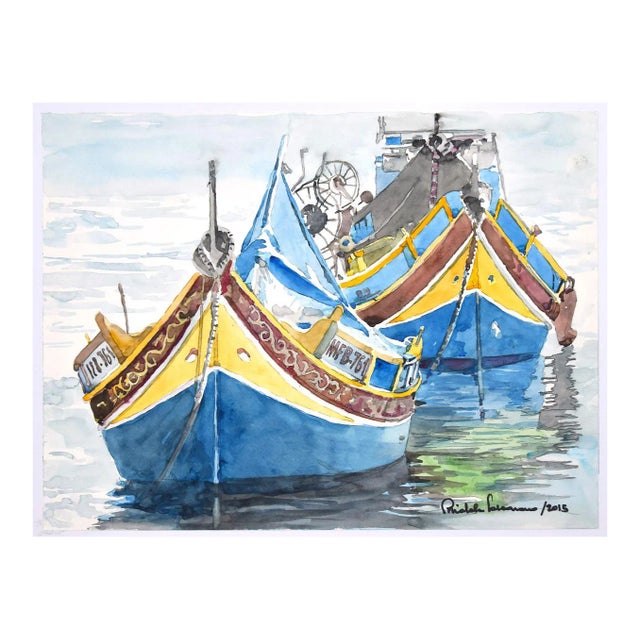 Michele Scarano, Boat, 2010s, Original Watercolor For Sale