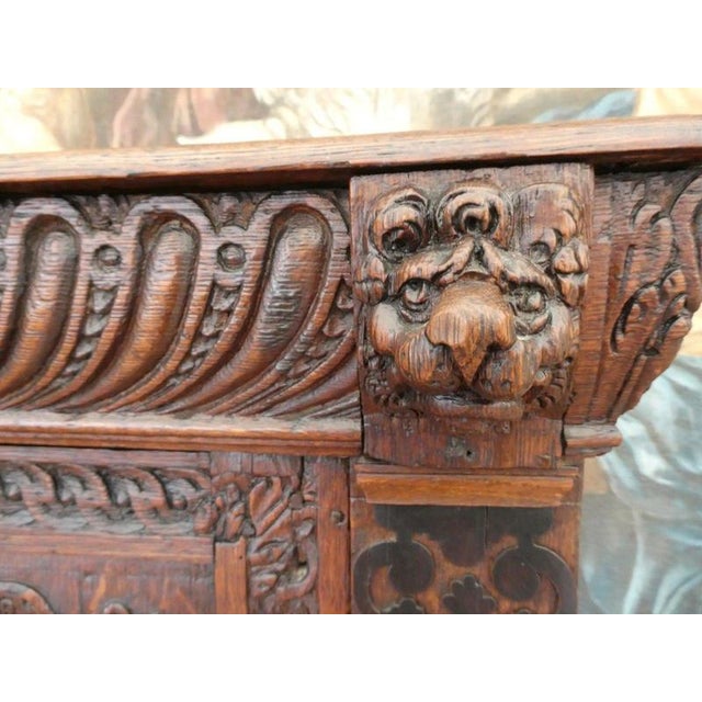 Wood Antique English Country Oak Cupboard on Stand, 1730 For Sale - Image 7 of 18