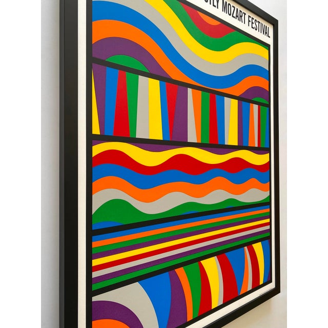 Royal Blue Sol LeWitt Vintage 1998 Modernist Silkscreen Print Limited Edition Framed Extra Large " Mostly Mozart Festival " Lincoln Center Poster For Sale - Image 8 of 18
