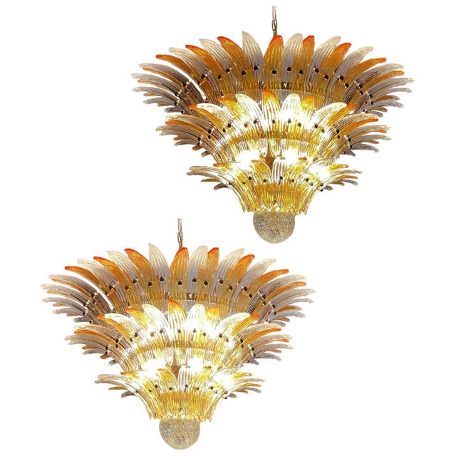 Palmette Ceiling Light with 104 Clear and Amber Glasses, 1980s For Sale - Image 17 of 18