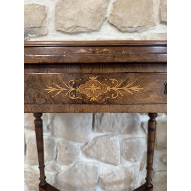 Antique Edwardian Marquetry Ladies Wring Desk with Small Leather Top Workspace, 1920s For Sale - Image 18 of 18