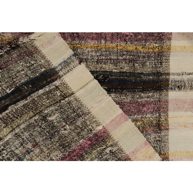 1950s Vintage Turkish Kilim Rug in Panel Style, Multihued Stripe Patterns For Sale In New York - Image 6 of 7