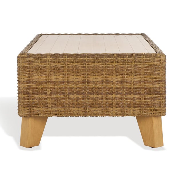 Beige Margarita Wicker Outdoor Coffee Table, Natural For Sale - Image 8 of 9