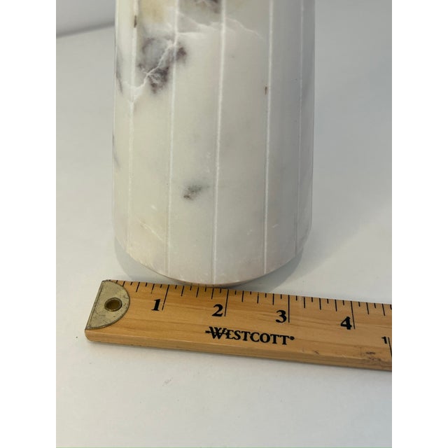 White Modern Solid Marble Tapered Conical Vase For Sale - Image 8 of 9