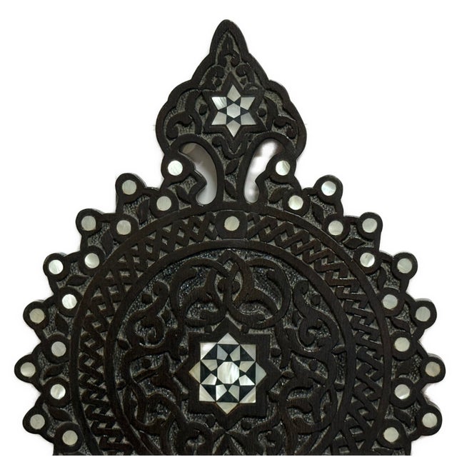 Handmade Wooden Wall Shelf With Mother of Pearl Inlay For Sale - Image 4 of 8