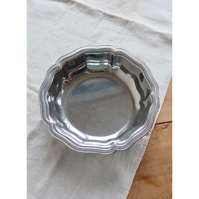 Metal Vintage Silver-Plated Metal Salad Bowl or Large Dish by Guy Degrenne, 1970s For Sale - Image 7 of 7