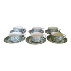 1950s The Old Curiosity Shop Tea Cups and Plates Set- 13 Pieces