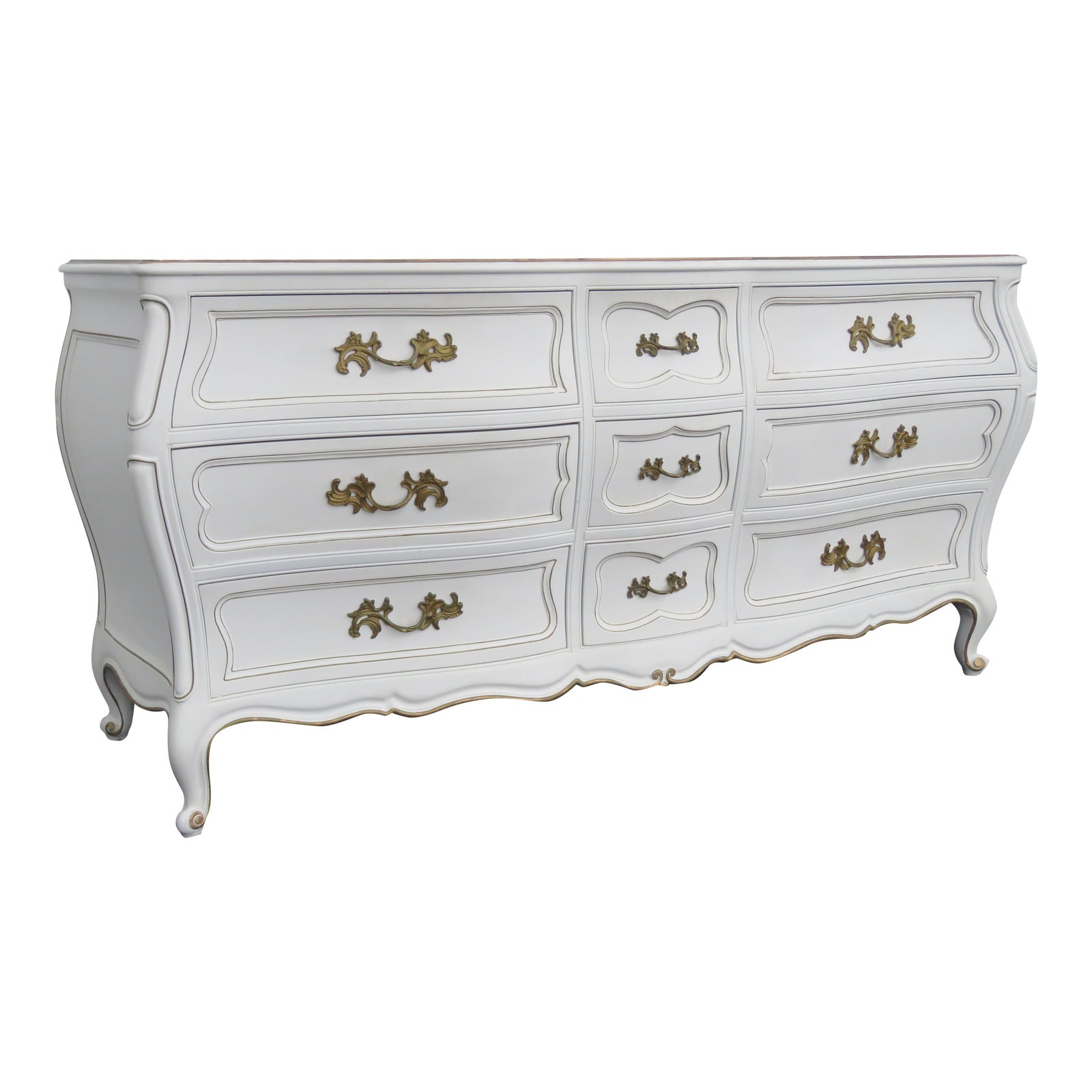 French Painted Bombay Serpentine Long Dresser Bathroom Vanity Chairish