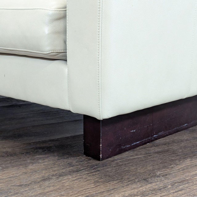 Animal Skin Room and Board Pierson 3-Seat Modern Leather Sofa in Light Beige For Sale - Image 7 of 8