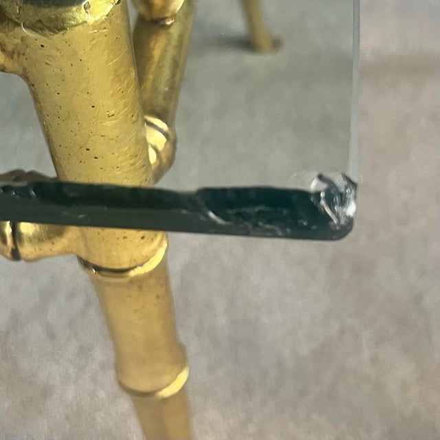 Pair of Phyllis Morris Style Gilt Faux Bamboo Gold Side Tabled For Sale - Image 10 of 10