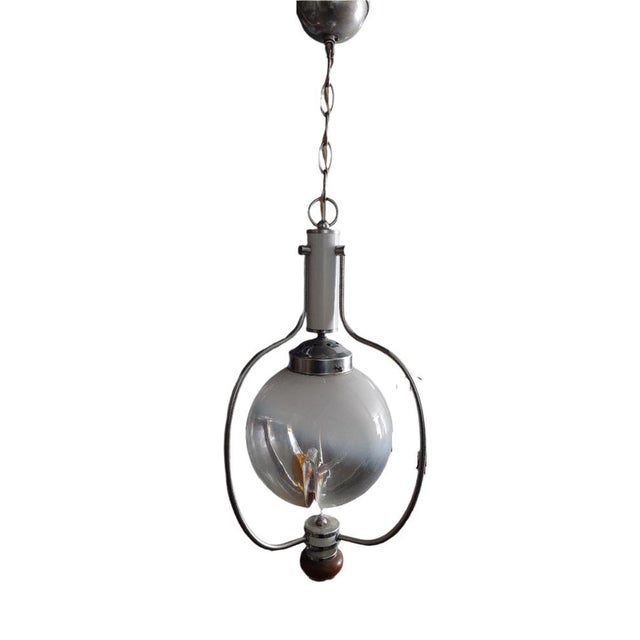 Metal Space Age Suspension Lamp attributed to Mazzega, 1970s For Sale - Image 7 of 7