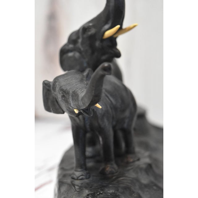 Victorian Bronze Elephant Desk Pen Holder With Inkwell Signed Austria For Sale - Image 11 of 18
