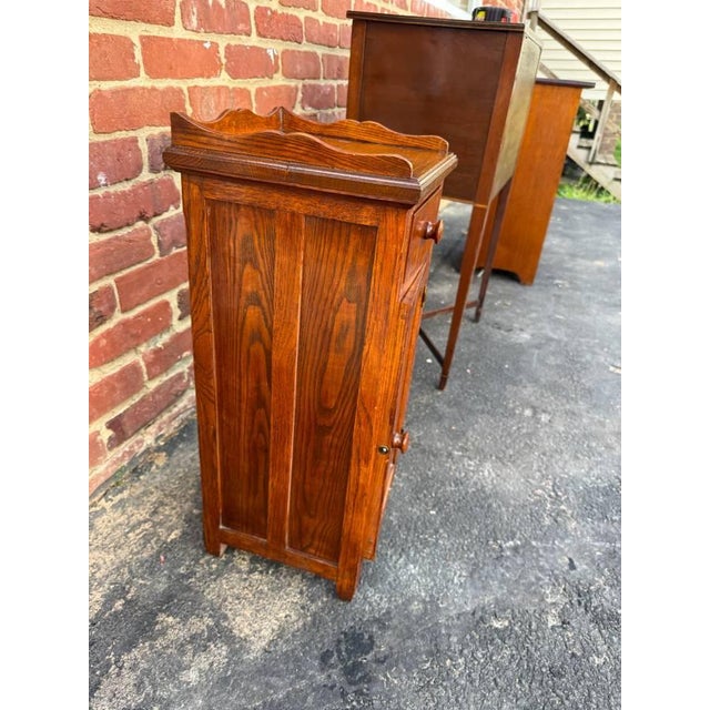 Antique Farmhouse Style Solid Wood Narrow Bedside Cabinet For Sale In Washington DC - Image 6 of 14