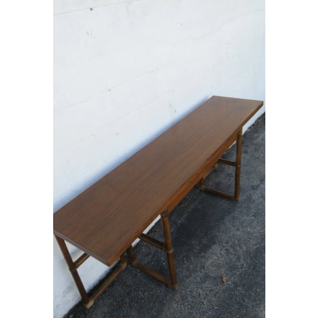 Wood Mid Century Oak Long Narrow Library Console Flip Top Dining Table 6125 For Sale - Image 7 of 18