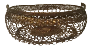 Brass Basket - Rare French Brass Filigree Basket With Handle