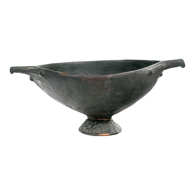 Antique African Oromo Carved Wood Vessel With Sculptural Handles For Sale