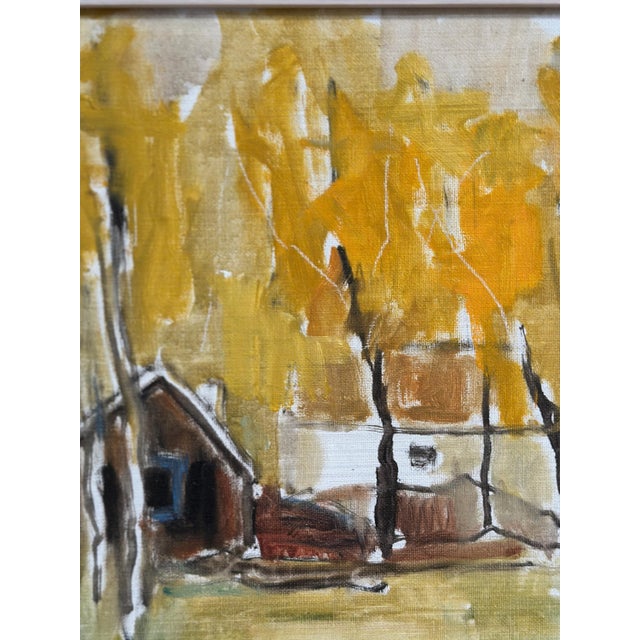 Pia H. Campbell, Houses and Trees in Autumn, 1950s, Oil on Canvas, Framed For Sale - Image 7 of 18